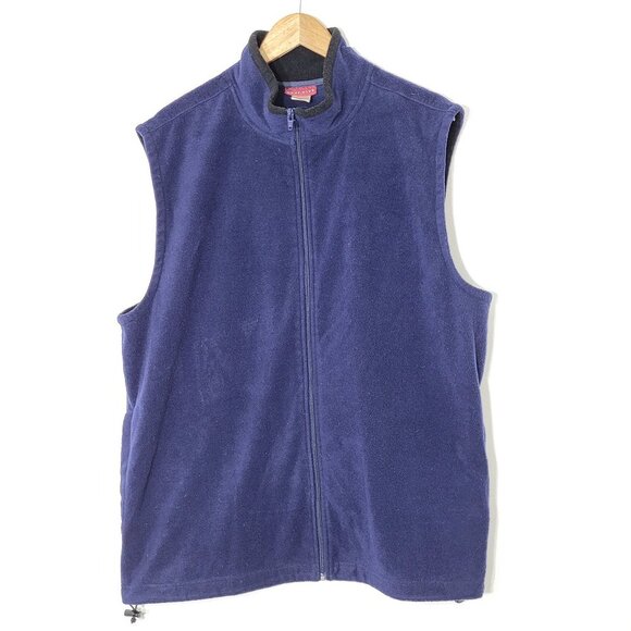 Hunt Club Vintage Blue Fleece Full Zip Vest Top Drawstring Waist Pockets Sz XL - Picture 1 of 8